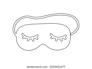 Sleeping beauty eye mask. Hand drawn line art. Doodle vector illustration