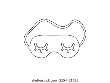 Sleeping beauty eye mask. Hand drawn line art. Doodle vector illustration