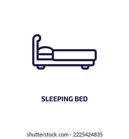 sleeping bed icon from other collection. Thin linear sleeping bed, bed, bedroom outline icon isolated on white background. Line vector sleeping bed sign, symbol for web and mobile