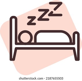 Sleeping in bed, illustration, vector on a white background.