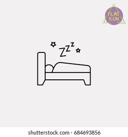 sleeping bed line icon