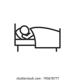 sleeping in bed. linear icon. Line with Editable stroke