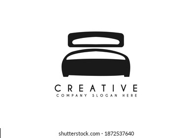 sleeping bed logo design vector illustration. bed business and industrial logos,template element design