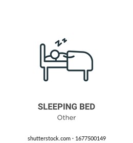 Sleeping Bed Outline Vector Icon. Thin Line Black Sleeping Bed Icon, Flat Vector Simple Element Illustration From Editable Other Concept Isolated Stroke On White Background