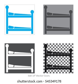 Sleeping Bed Set icons with four Color Variations of flat style. Vector illustration.