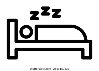 Sleeping bed vector icon with ZZZ symbols. Editable stroke.