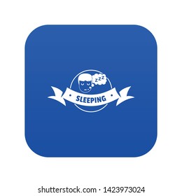 Sleeping bedroom icon blue vector isolated on white background