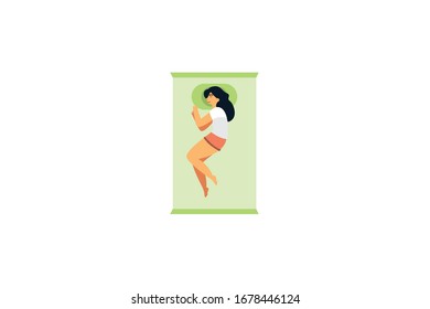 Sleeping In The Bedroom Vector Object Illustration