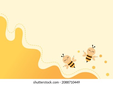 Sleeping bee cartoons on honey background vector illustration.