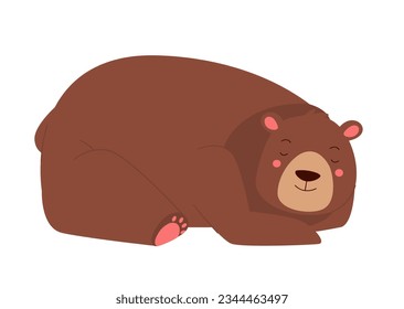 Oso grande durmiendo. Tiempo de invierno para el animal forestal, el oso de peluche se queda dormido ilustración vectorial