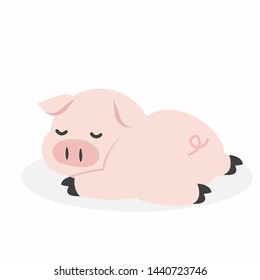 sleeping big pig Cartoon Vector