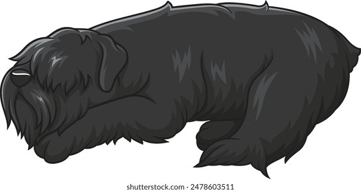 Sleeping black russian terrier vector illustration