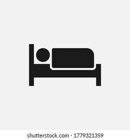 Sleeping black and white vector icon. Person wrapped up in a blanket flat illustration. Hotel symbol.