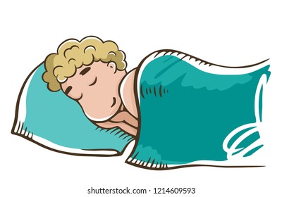 Sleeping Blonde Man On Pillow Isolated Stock Vector (Royalty Free ...