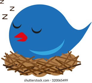 Sleeping blue bird