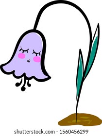 Sleeping bluebell, illustration, vector on white background.