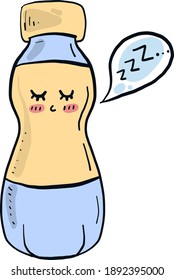 Sleeping bottle , illustration, vector on white background