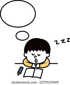 sleeping boy and book speech bubble