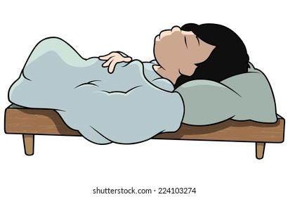 Sleeping Boy - Cartoon Illustration, Vector