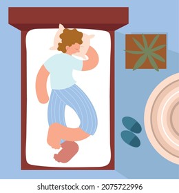 Sleeping Boy Crossed Feets Cartoon