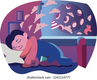 The sleeping boy is dreaming, dreaming