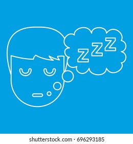 Sleeping boy icon blue outline style isolated vector illustration. Thin line sign