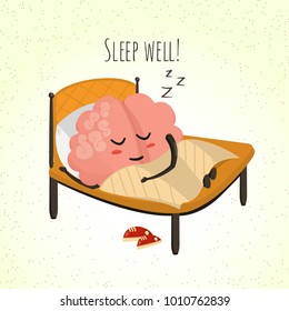 Sleeping  brain  cartoon character, vector illustration, eps 10 vector