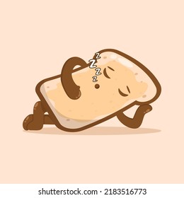 Sleeping Bread With Peanut Butter Cartoon Vector Illustration