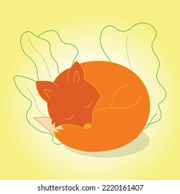 ilustración de un zorro marrón dormido