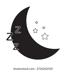 Ícone de balão suspenso com estilo Zzz. Sinal preto isolado em fundo branco.