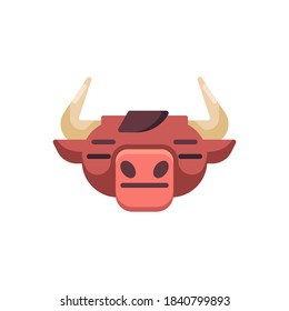 Sleeping bull emoji flat icon, vector sign, Horned Ox emotion colorful pictogram isolated on white. Symbol, logo illustration. Flat style design