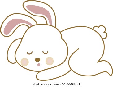 Conejo durmiente, ilustración, vector sobre fondo blanco.