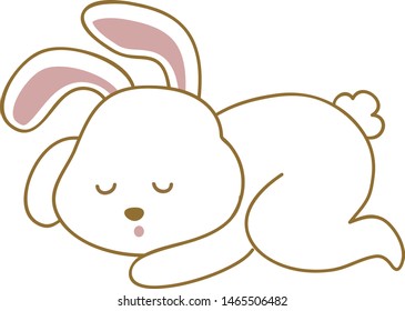 Conejo durmiente, ilustración, vector sobre fondo blanco.