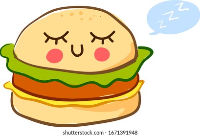 Schlafburger, Illustration, Vektorillustration auf weißem Hintergrund.