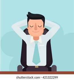 Sleeping businessman. flat style modern vector  illustration