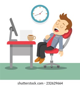 Sleeping businessman. Vector flat illustration