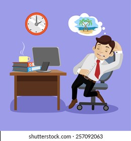 Sleeping businessman. Vector flat illustration