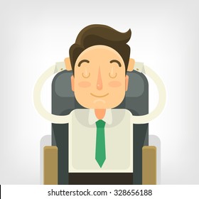 Sleeping businessman. Vector flat illustration