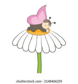 sleeping butterfly baby, vector cute character