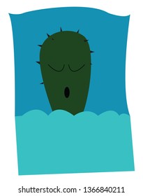 Un vector de cactus dormido o una ilustración de color