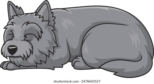 Sleeping cairn terrier vector illustration