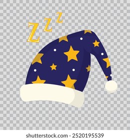 Ícone da tampa de dormir. Desenhado à mão ilustração de calota de dormir azul com estrelas ícone vetor para web isolado em fundo transparente.