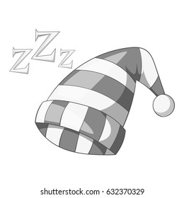 Sleeping cap icon in monochrome style isolated on white background vector illustration