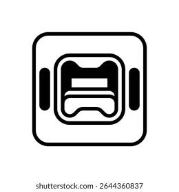 Sleeping capsule. Outlined stroke vector icon with black-filled details.