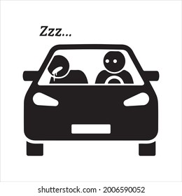 Sleeping, car drive icon. Vector and glyph