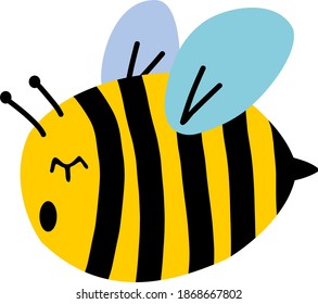 Sleeping cartoon bee. Cute honeybee for kids. Drawn insect. Vector baby clipart.