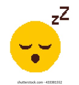 Sleeping Cartoon Face Pixel Art Icon