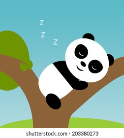 Sleeping cartoon panda baby, vector illustration