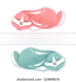 Sleeping cartoon rabbit. Funny bunny. Cute hare. Vector illustration grouped and layered for easy editing