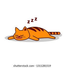 Sleeping cartoon red cat